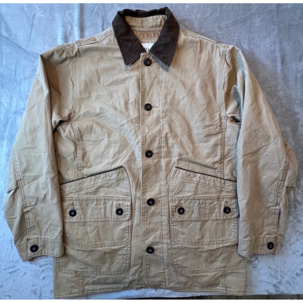 Orvis Barn Coat Field Jacket Mens Medium Tan Quilted Lining Corduroy